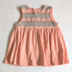 jessica simpson peach boho embroidered textured tank top 6X girls